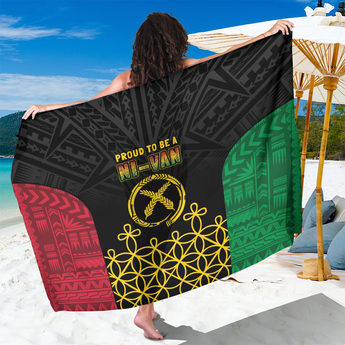 Vanuatu Indipendens Dei Sarong Tribal Sand Drawing LT7 One Size 44 x 66 inches Colorful - Polynesian Pride