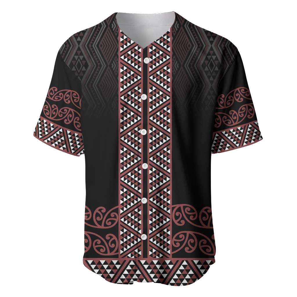 Maori Taniko Patterns Baseball Jersey Brown Niho Taniwha Mix Paatiki Motifs LT7 Brown - Polynesian Pride