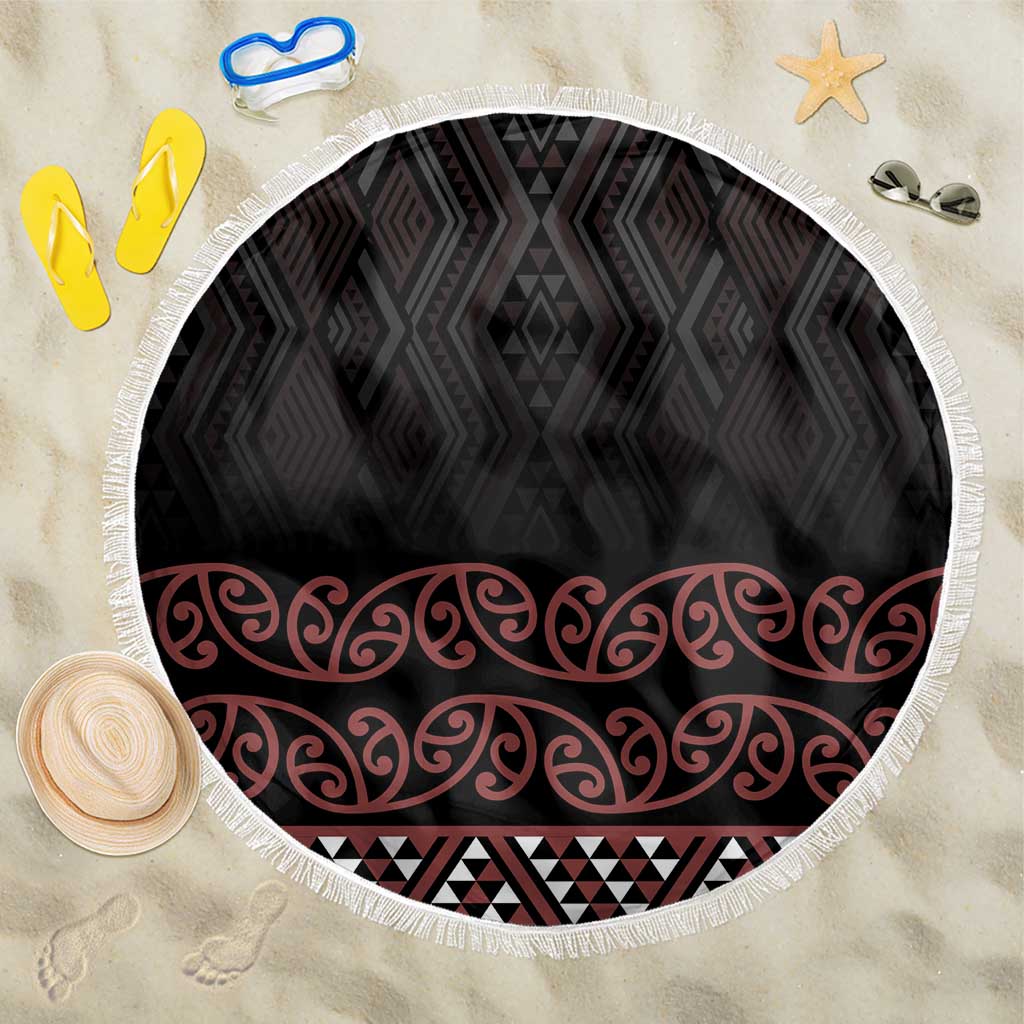 Maori Taniko Patterns Beach Blanket Brown Niho Taniwha Mix Paatiki Motifs