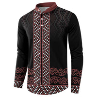 Maori Taniko Patterns Button Sweatshirt Brown Niho Taniwha Mix Paatiki Motifs