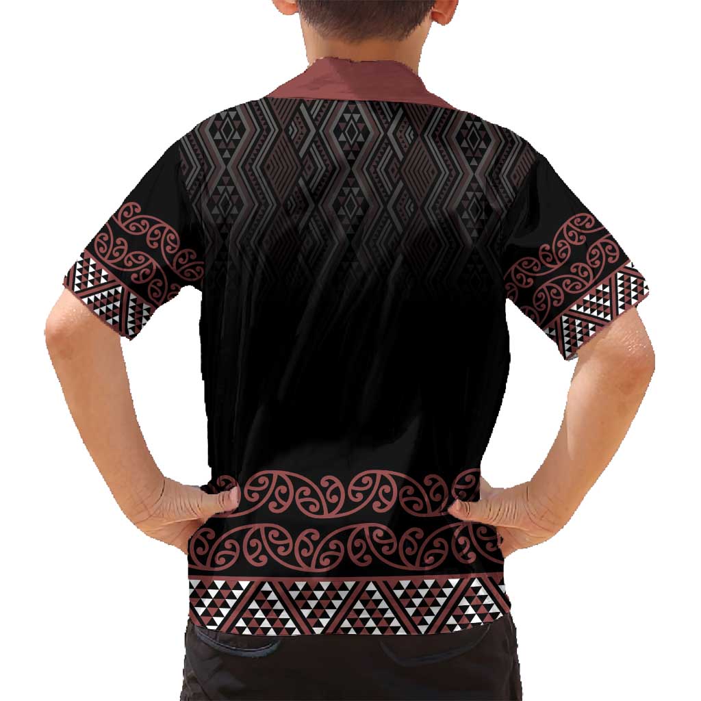 Maori Taniko Patterns Family Matching Off Shoulder Maxi Dress and Hawaiian Shirt Brown Niho Taniwha Mix Paatiki Motifs