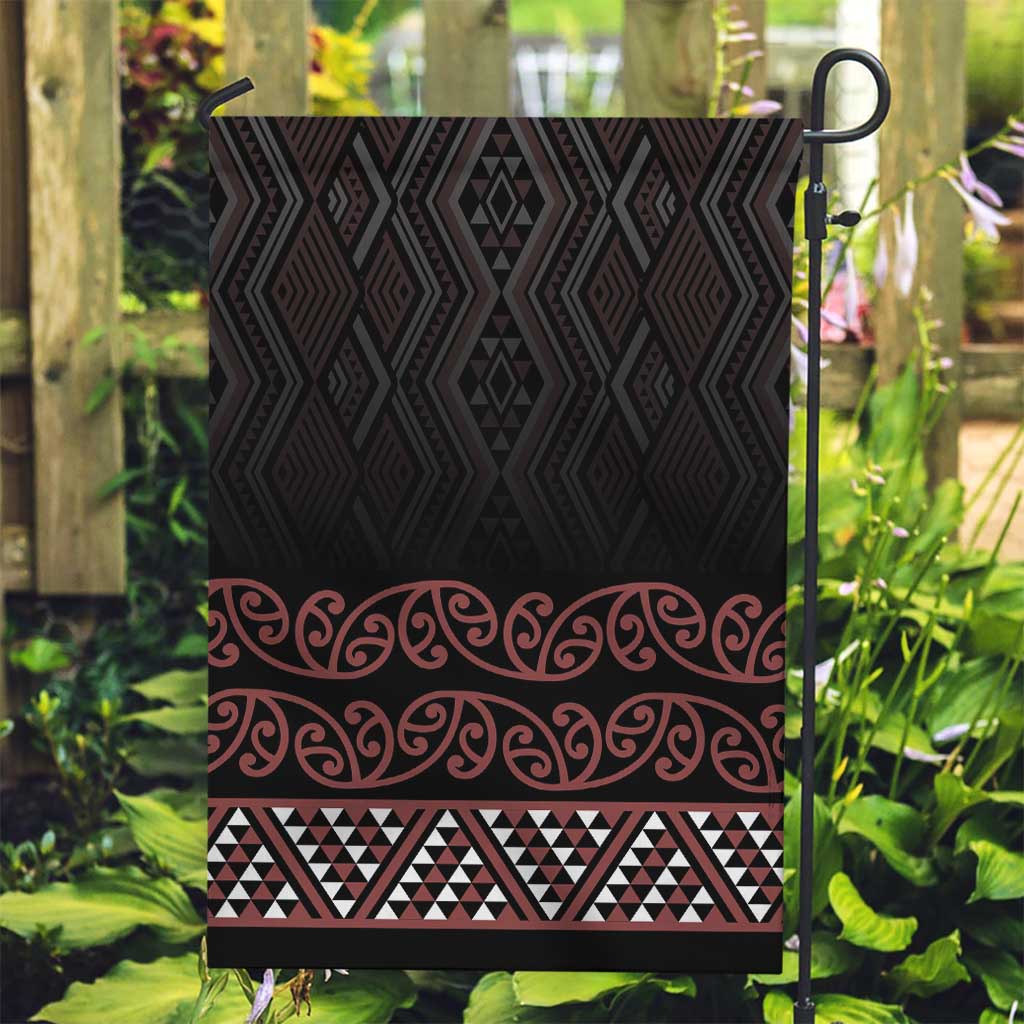Maori Taniko Patterns Garden Flag Brown Niho Taniwha Mix Paatiki Motifs