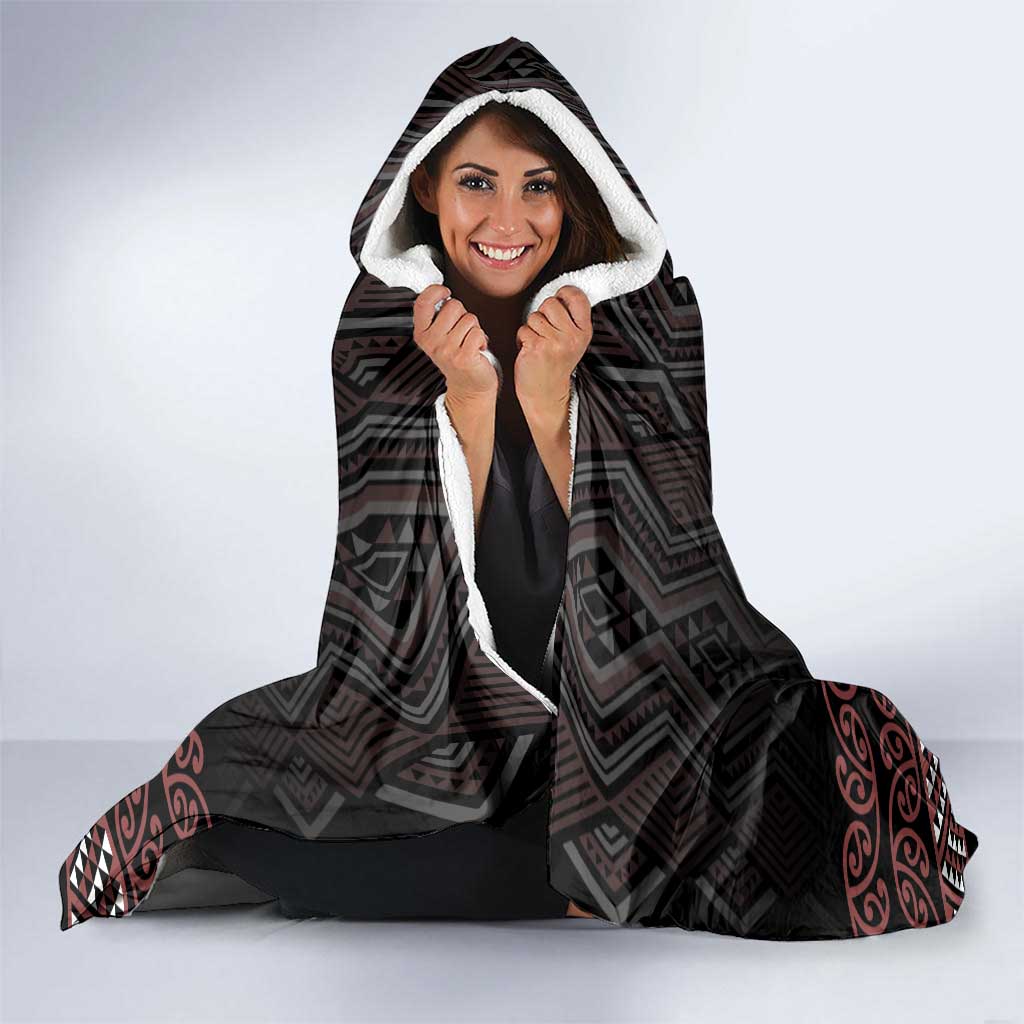 Maori Taniko Patterns Hooded Blanket Brown Niho Taniwha Mix Paatiki Motifs