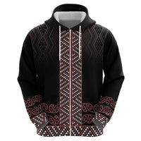 Maori Taniko Patterns Hoodie Brown Niho Taniwha Mix Paatiki Motifs