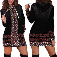 Maori Taniko Patterns Hoodie Dress Brown Niho Taniwha Mix Paatiki Motifs