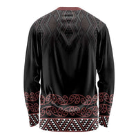 Maori Taniko Patterns Long Sleeve Shirt Brown Niho Taniwha Mix Paatiki Motifs LT7 - Polynesian Pride