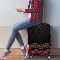 Maori Taniko Patterns Luggage Cover Brown Niho Taniwha Mix Paatiki Motifs