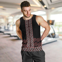 Maori Taniko Patterns Men Tank Top Brown Niho Taniwha Mix Paatiki Motifs