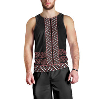 Maori Taniko Patterns Men Tank Top Brown Niho Taniwha Mix Paatiki Motifs