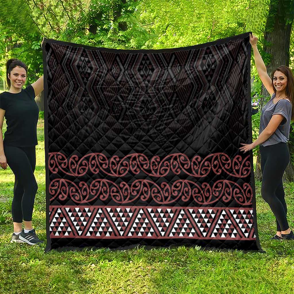 Maori Taniko Patterns Quilt Brown Niho Taniwha Mix Paatiki Motifs LT7 - Polynesian Pride