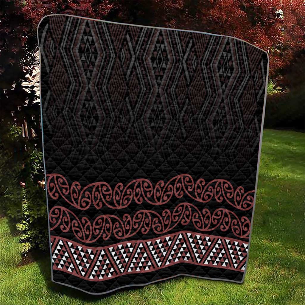 Maori Taniko Patterns Quilt Brown Niho Taniwha Mix Paatiki Motifs LT7 - Polynesian Pride