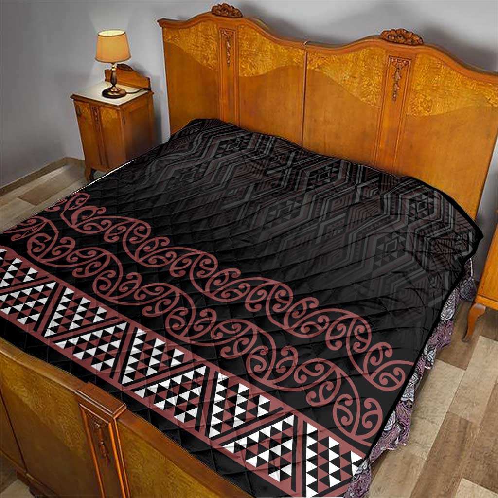 Maori Taniko Patterns Quilt Brown Niho Taniwha Mix Paatiki Motifs LT7 - Polynesian Pride