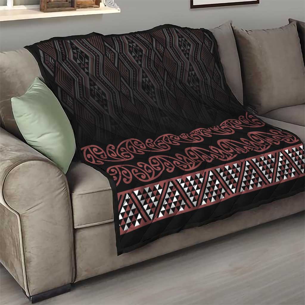 Maori Taniko Patterns Quilt Brown Niho Taniwha Mix Paatiki Motifs LT7 - Polynesian Pride