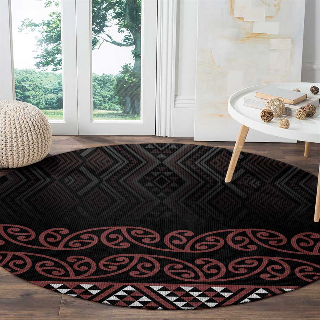 Maori Taniko Patterns Round Carpet Brown Niho Taniwha Mix Paatiki Motifs