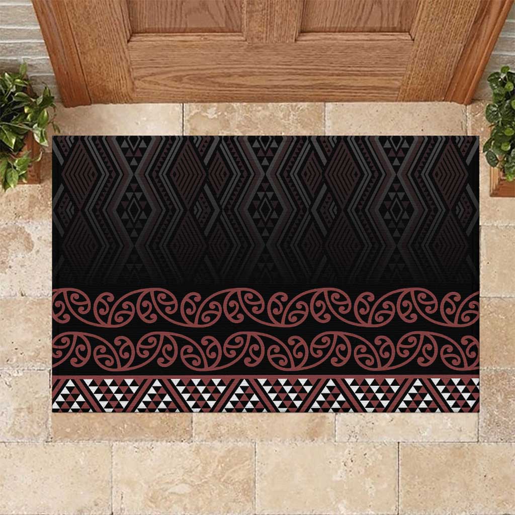 Maori Taniko Patterns Rubber Doormat Brown Niho Taniwha Mix Paatiki Motifs LT7 Brown - Polynesian Pride