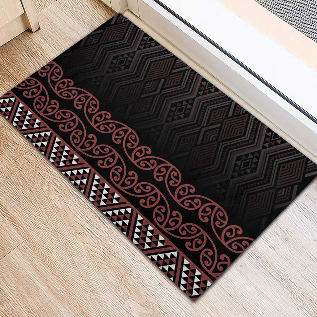 Maori Taniko Patterns Rubber Doormat Brown Niho Taniwha Mix Paatiki Motifs