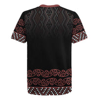 Maori Taniko Patterns Rugby Jersey Brown Niho Taniwha Mix Paatiki Motifs LT7 - Polynesian Pride