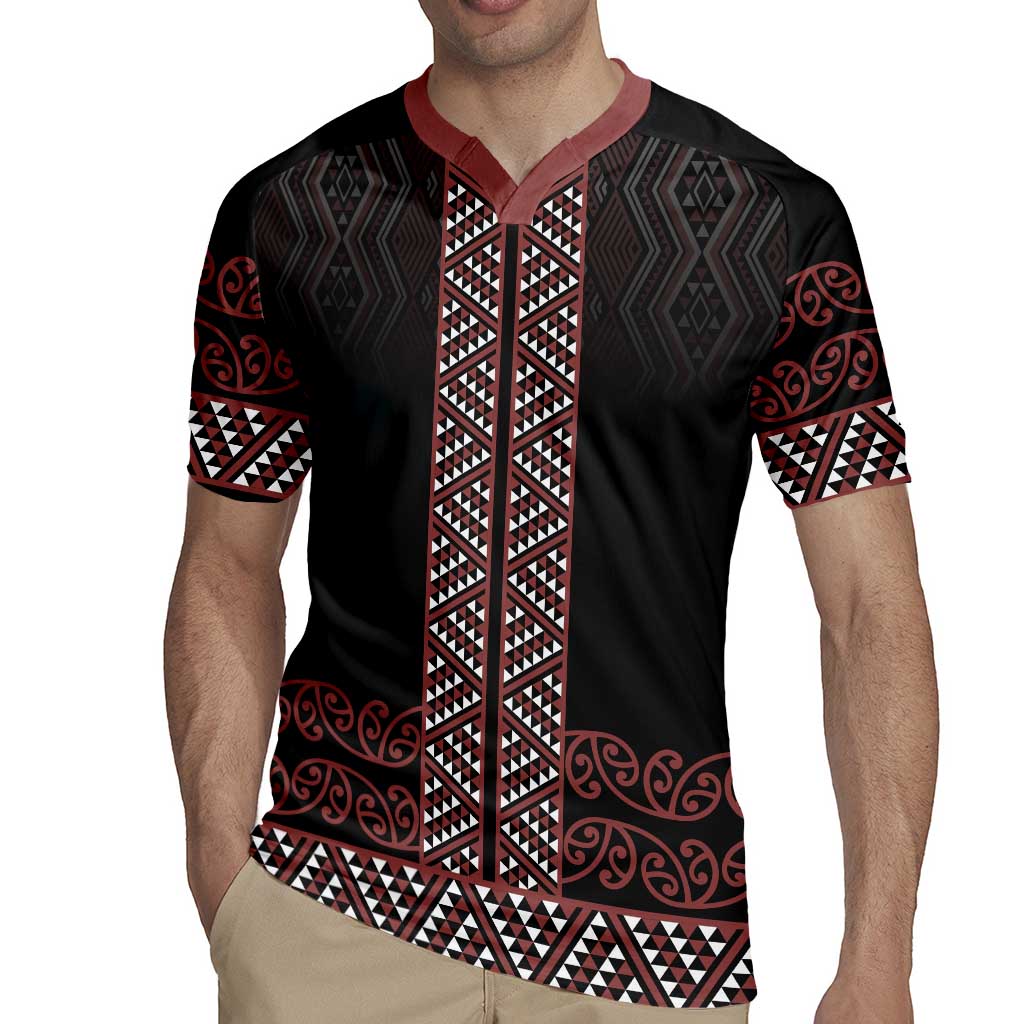Maori Taniko Patterns Rugby Jersey Brown Niho Taniwha Mix Paatiki Motifs LT7 - Polynesian Pride