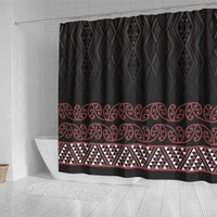 Maori Taniko Patterns Shower Curtain Brown Niho Taniwha Mix Paatiki Motifs
