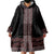Maori Taniko Patterns Wearable Blanket Hoodie Brown Niho Taniwha Mix Paatiki Motifs