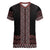 Maori Taniko Patterns Women V-Neck T-Shirt Brown Niho Taniwha Mix Paatiki Motifs