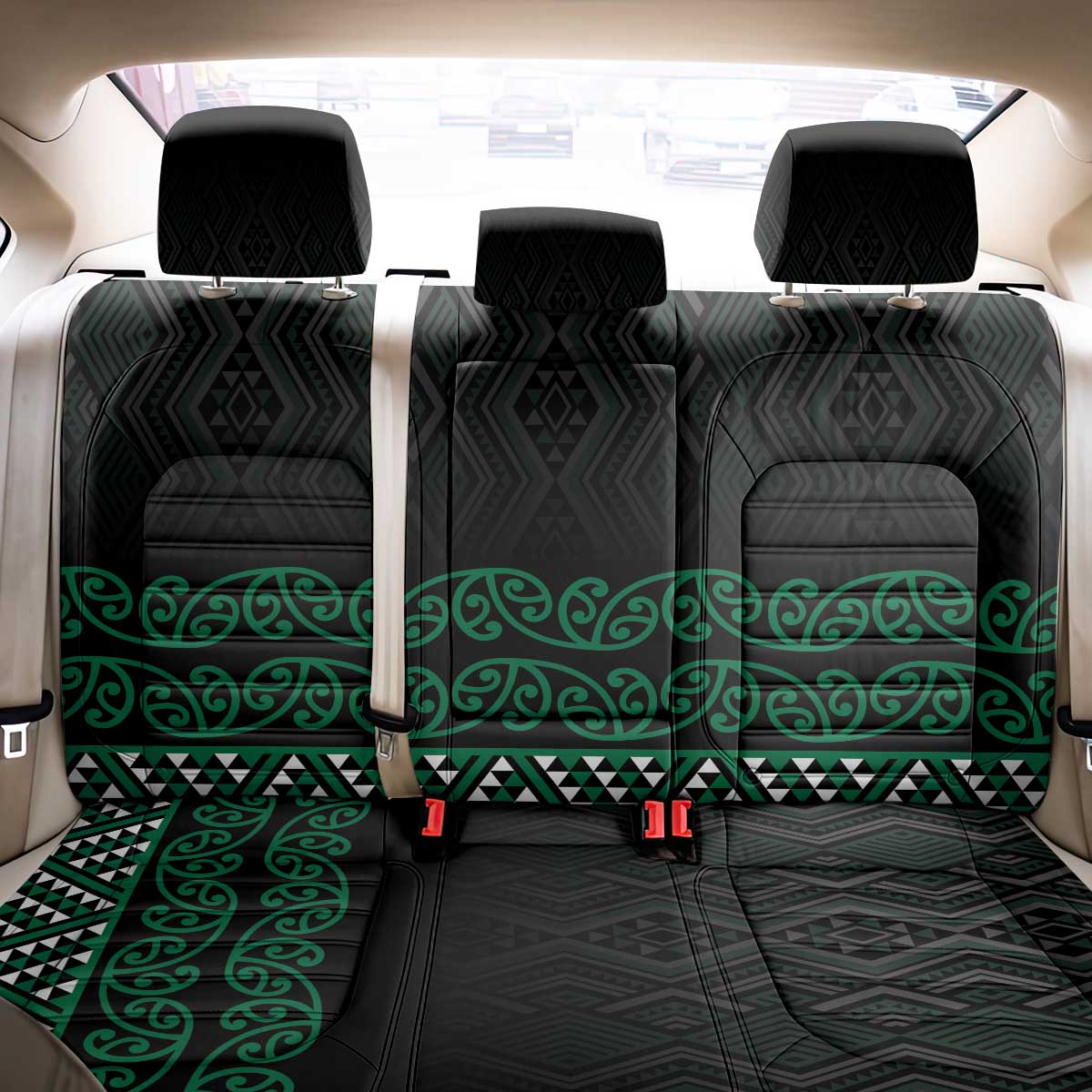 Maori Taniko Patterns Back Car Seat Cover Pounamu Niho Taniwha Mix Paatiki Motifs