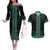 Maori Taniko Patterns Couples Matching Off The Shoulder Long Sleeve Dress and Hawaiian Shirt Pounamu Niho Taniwha Mix Paatiki Motifs