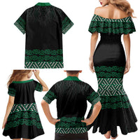 Maori Taniko Patterns Family Matching Mermaid Dress and Hawaiian Shirt Pounamu Niho Taniwha Mix Paatiki Motifs LT7 - Polynesian Pride