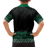 Maori Taniko Patterns Family Matching Off The Shoulder Long Sleeve Dress and Hawaiian Shirt Pounamu Niho Taniwha Mix Paatiki Motifs