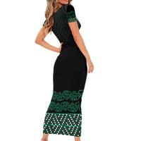 Maori Taniko Patterns Family Matching Short Sleeve Bodycon Dress and Hawaiian Shirt Pounamu Niho Taniwha Mix Paatiki Motifs LT7 - Polynesian Pride