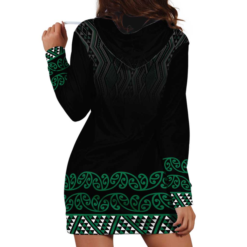Maori Taniko Patterns Hoodie Dress Pounamu Niho Taniwha Mix Paatiki Motifs