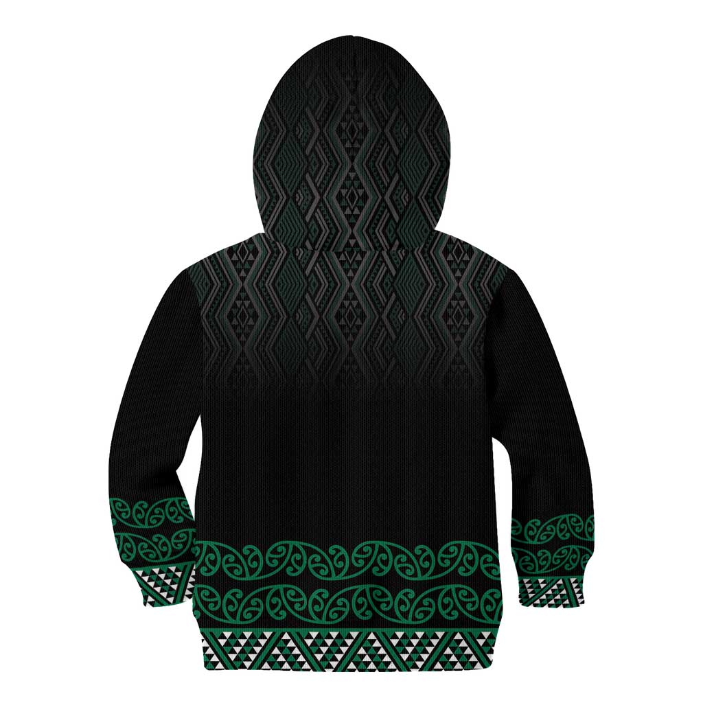 Maori Taniko Patterns Kid Hoodie Pounamu Niho Taniwha Mix Paatiki Motifs