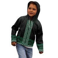 Maori Taniko Patterns Kid Hoodie Pounamu Niho Taniwha Mix Paatiki Motifs