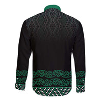 Maori Taniko Patterns Long Sleeve Button Shirt Pounamu Niho Taniwha Mix Paatiki Motifs