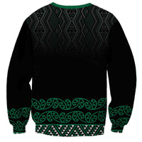 Maori Taniko Patterns Sweatshirt Pounamu Niho Taniwha Mix Paatiki Motifs