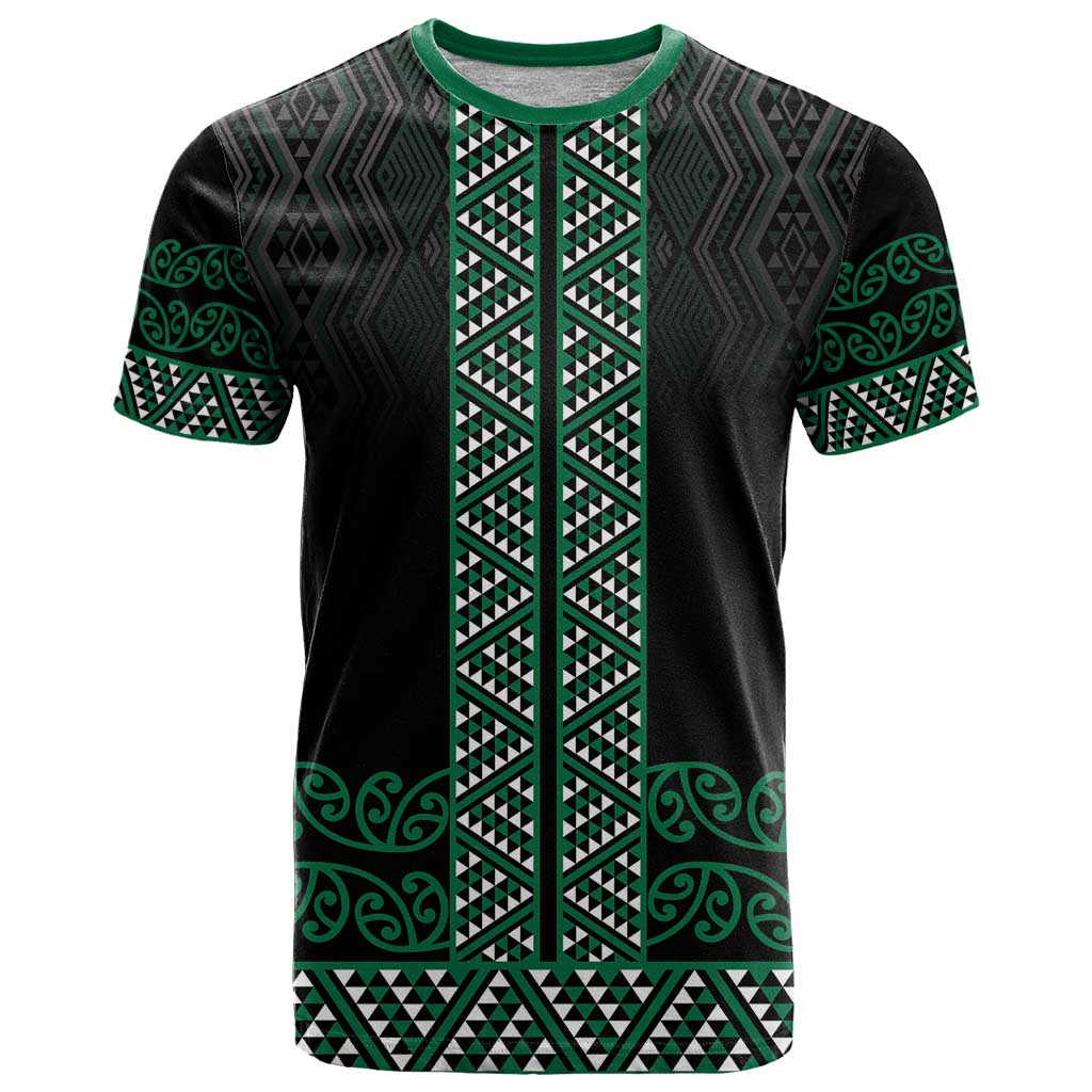 Maori Taniko Patterns T Shirt Pounamu Niho Taniwha Mix Paatiki Motifs LT7 Green - Polynesian Pride