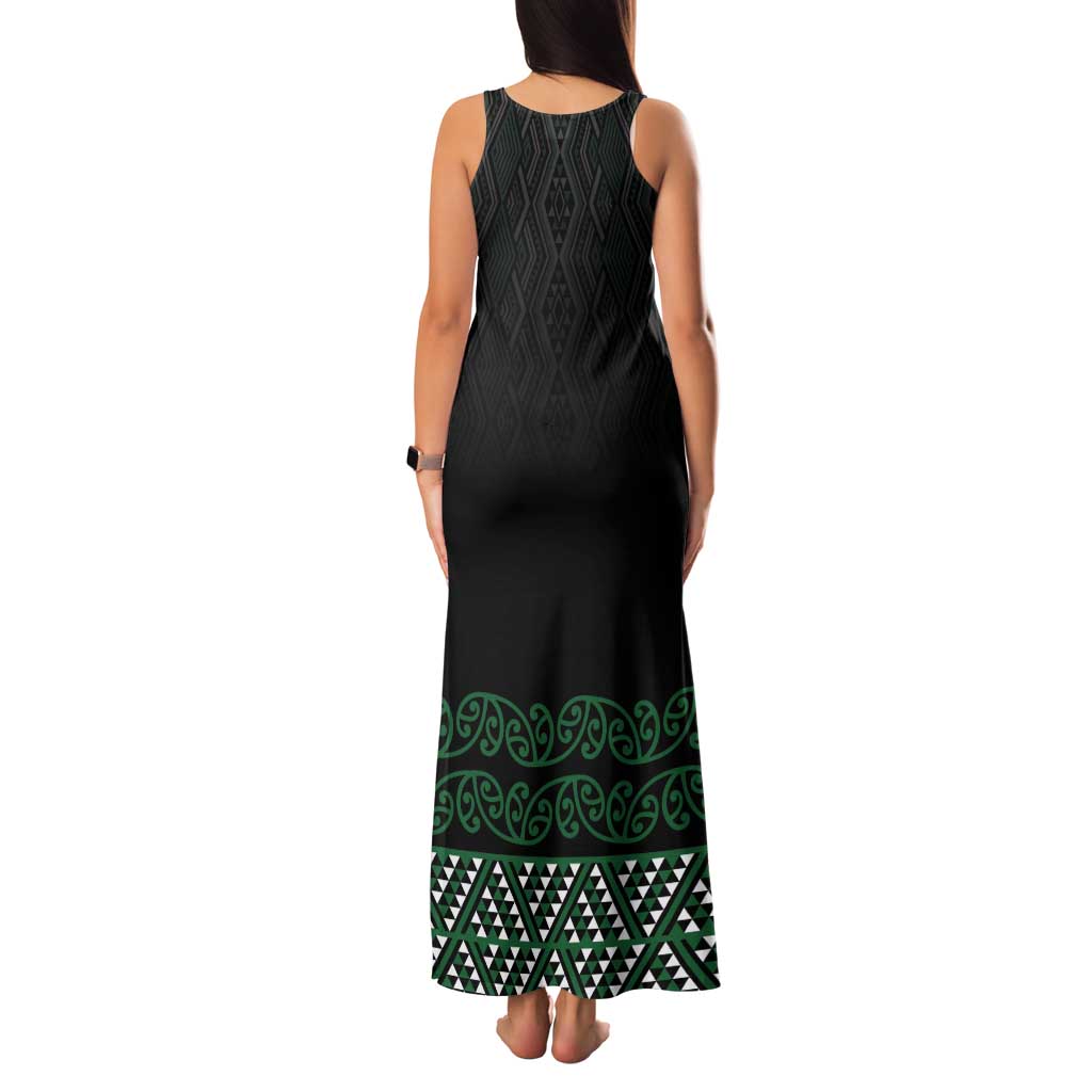 Maori Taniko Patterns Tank Maxi Dress Pounamu Niho Taniwha Mix Paatiki Motifs LT7 - Polynesian Pride