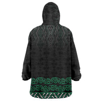 Maori Taniko Patterns Wearable Blanket Hoodie Pounamu Niho Taniwha Mix Paatiki Motifs