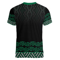 Maori Taniko Patterns Women V-Neck T-Shirt Pounamu Niho Taniwha Mix Paatiki Motifs LT7 - Polynesian Pride