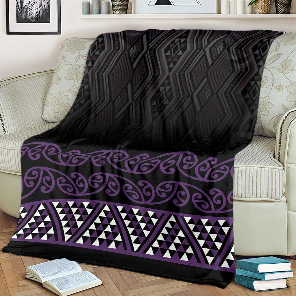 Maori Taniko Patterns Blanket Purple Niho Taniwha Mix Paatiki Motifs