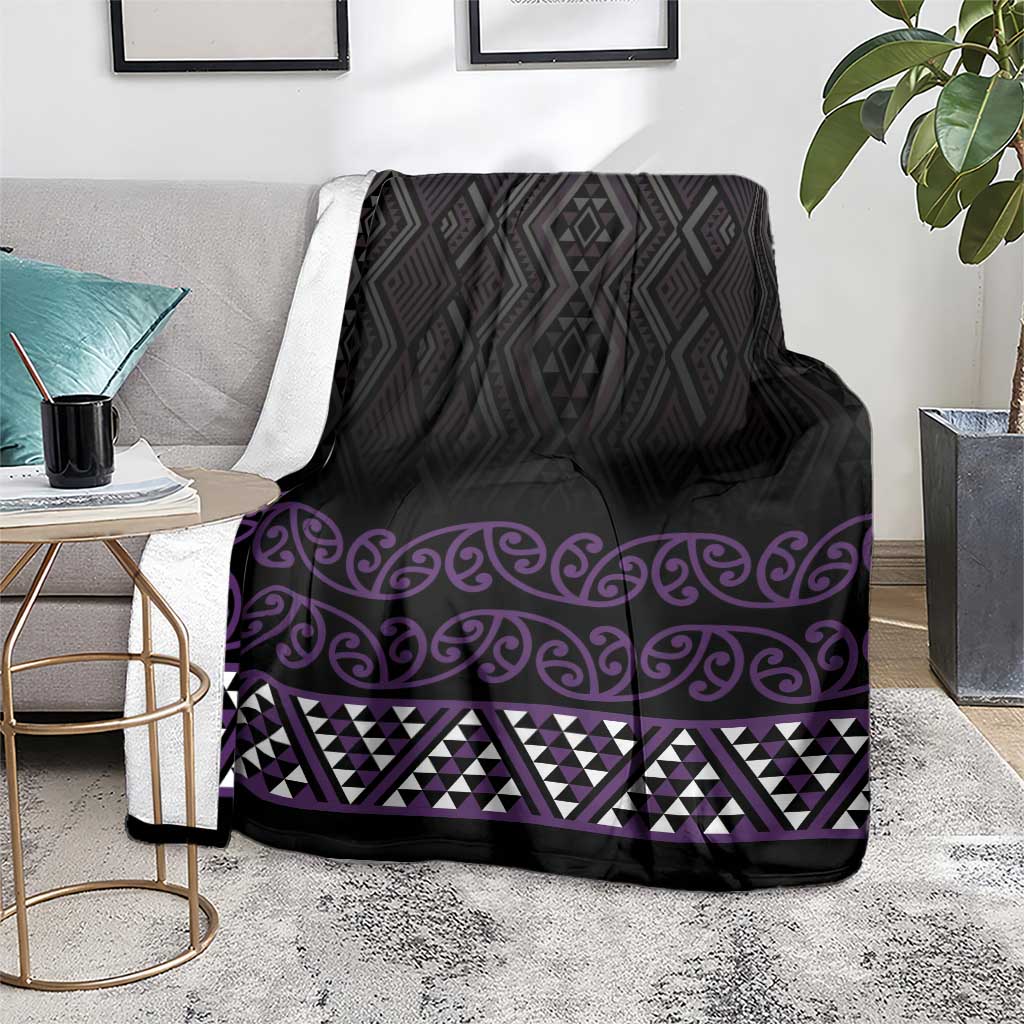 Maori Taniko Patterns Blanket Purple Niho Taniwha Mix Paatiki Motifs