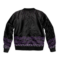 Maori Taniko Patterns Bomber Jacket Purple Niho Taniwha Mix Paatiki Motifs LT7 - Polynesian Pride