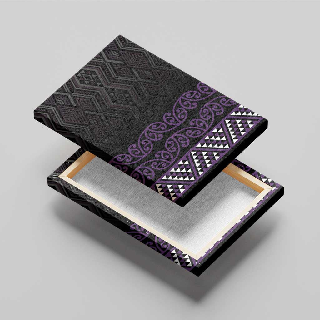 Maori Taniko Patterns Canvas Wall Art Purple Niho Taniwha Mix Paatiki Motifs