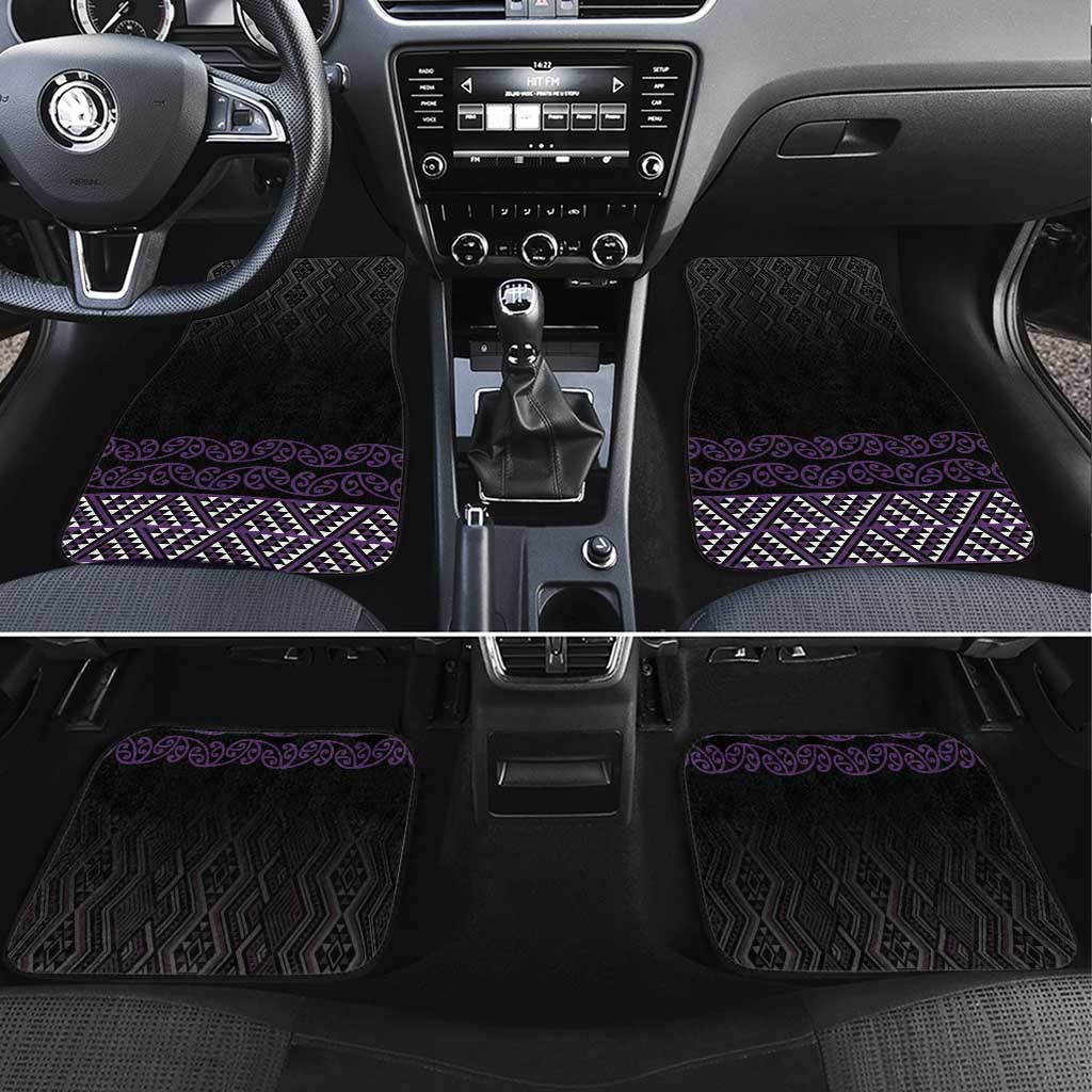 Maori Taniko Patterns Car Mats Purple Niho Taniwha Mix Paatiki Motifs