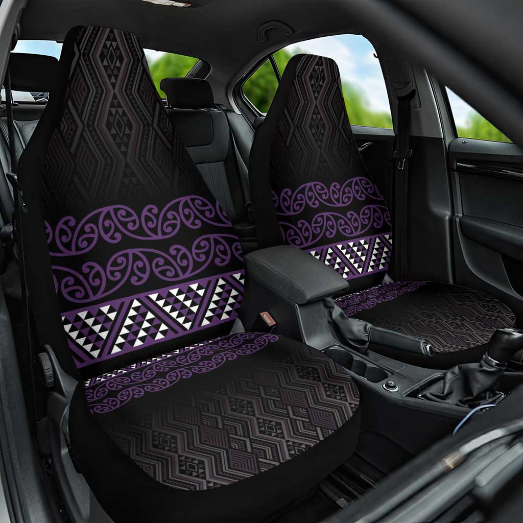 Maori Taniko Patterns Car Seat Cover Purple Niho Taniwha Mix Paatiki Motifs