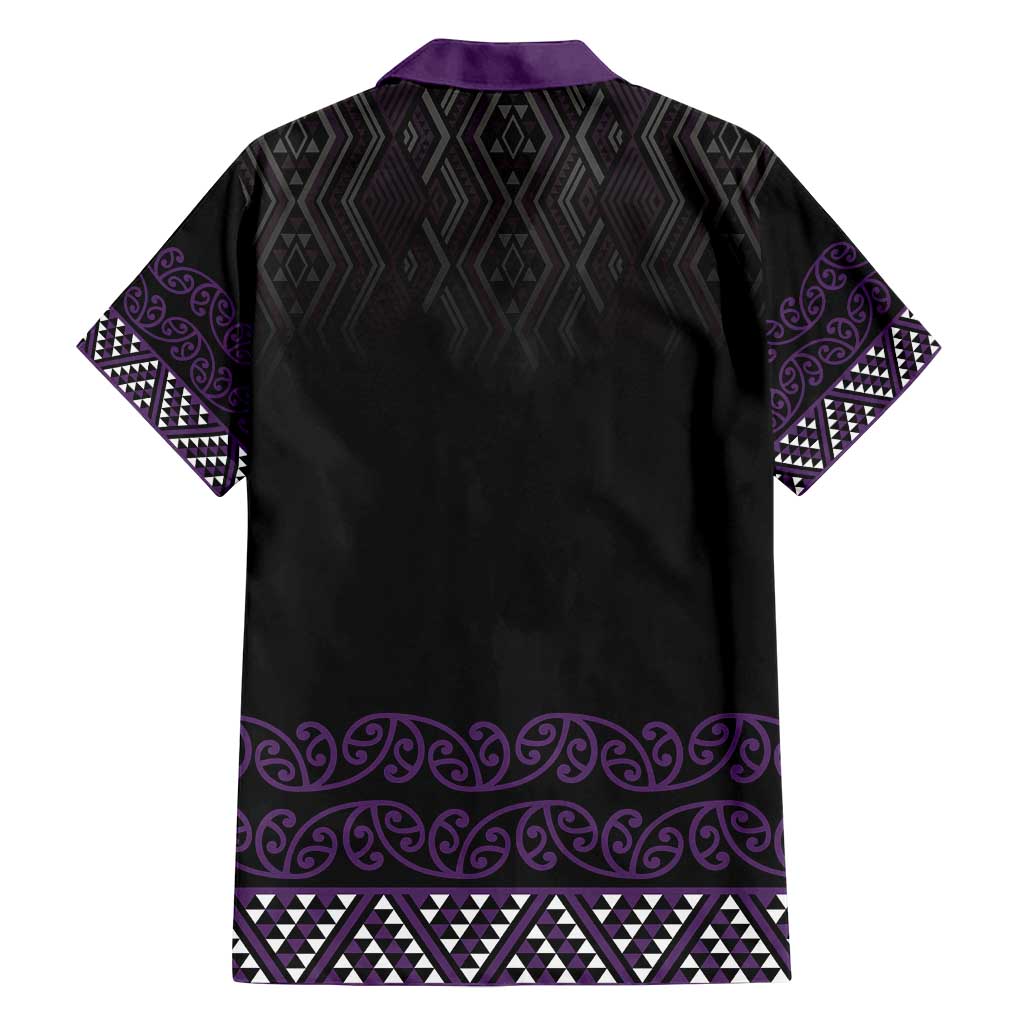 Maori Taniko Patterns Family Matching Long Sleeve Bodycon Dress and Hawaiian Shirt Purple Niho Taniwha Mix Paatiki Motifs LT7 - Polynesian Pride
