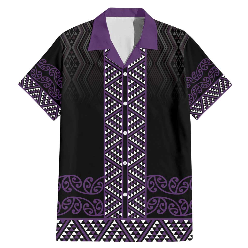Maori Taniko Patterns Family Matching Mermaid Dress and Hawaiian Shirt Purple Niho Taniwha Mix Paatiki Motifs LT7 Dad's Shirt - Short Sleeve Purple - Polynesian Pride