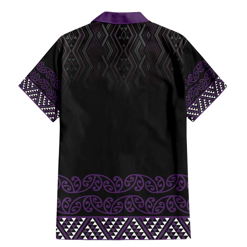 Maori Taniko Patterns Family Matching Mermaid Dress and Hawaiian Shirt Purple Niho Taniwha Mix Paatiki Motifs LT7 - Polynesian Pride