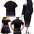 Maori Taniko Patterns Family Matching Off The Shoulder Long Sleeve Dress and Hawaiian Shirt Purple Niho Taniwha Mix Paatiki Motifs