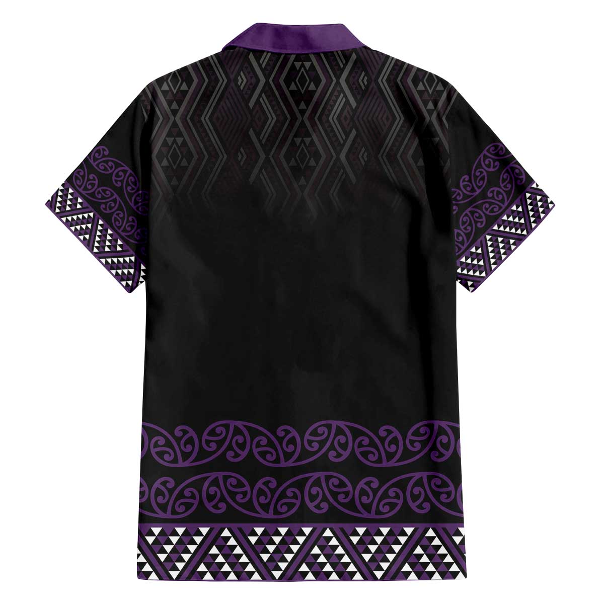 Maori Taniko Patterns Family Matching Off The Shoulder Long Sleeve Dress and Hawaiian Shirt Purple Niho Taniwha Mix Paatiki Motifs